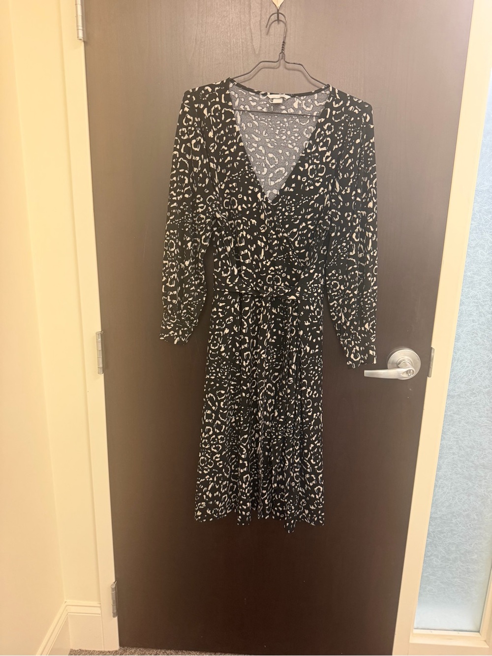 H&M Black and White Leopard Midi Dress Size XL